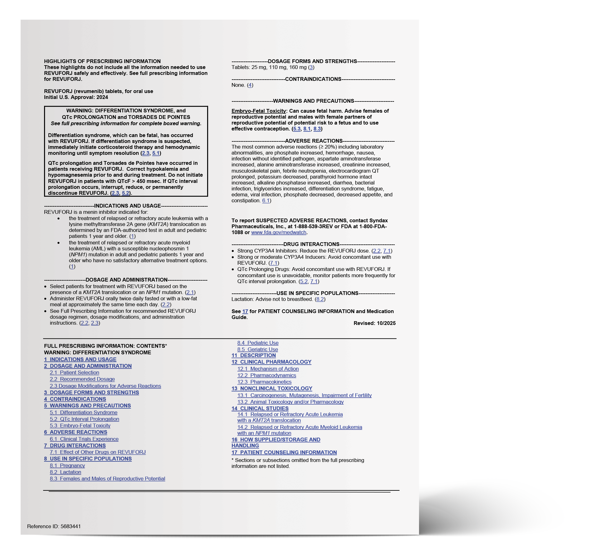 Revuforj® (revumenib) Full Prescribing Information