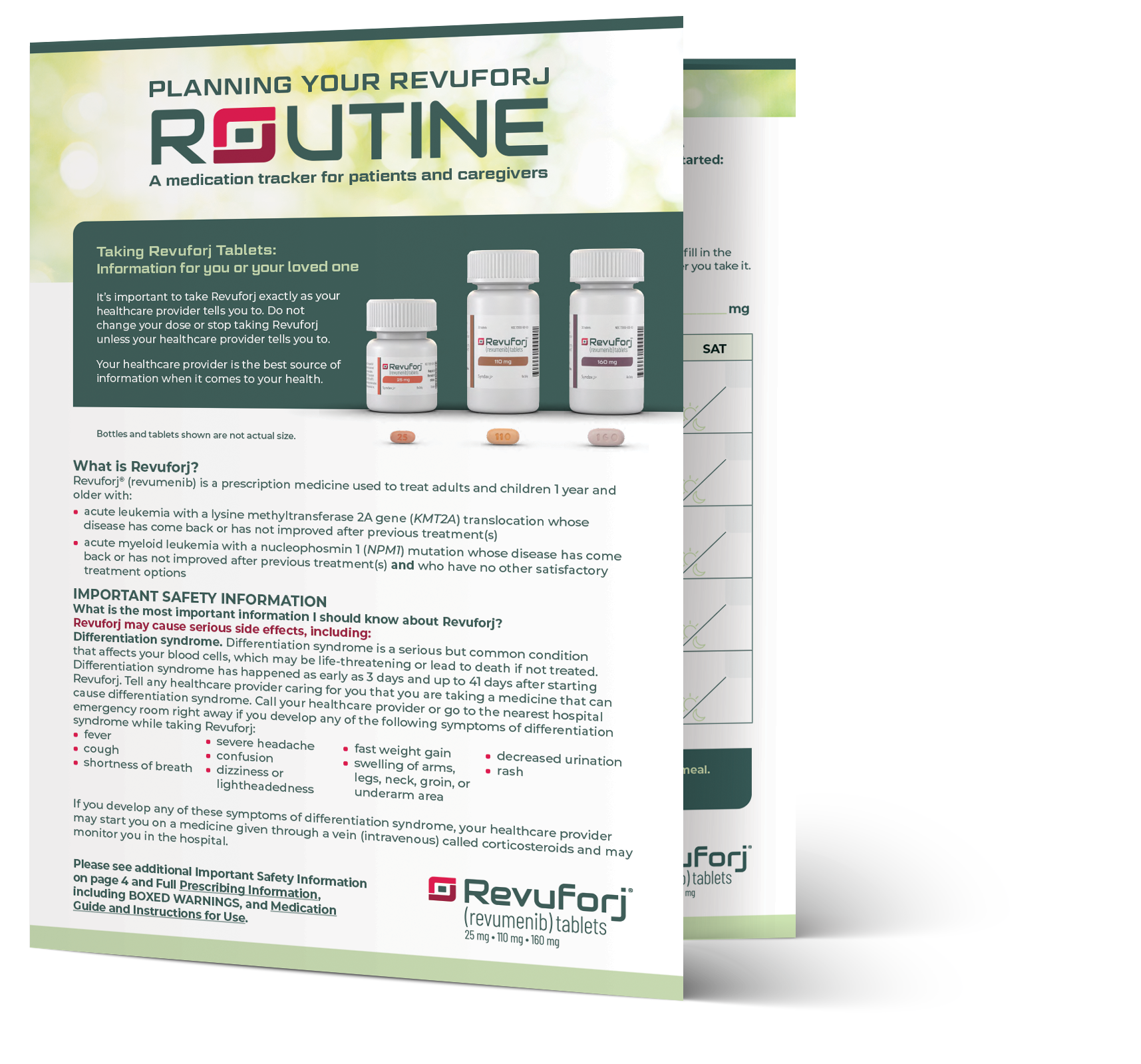 Revuforj® (revumenib) Medication Tracker for Tablets