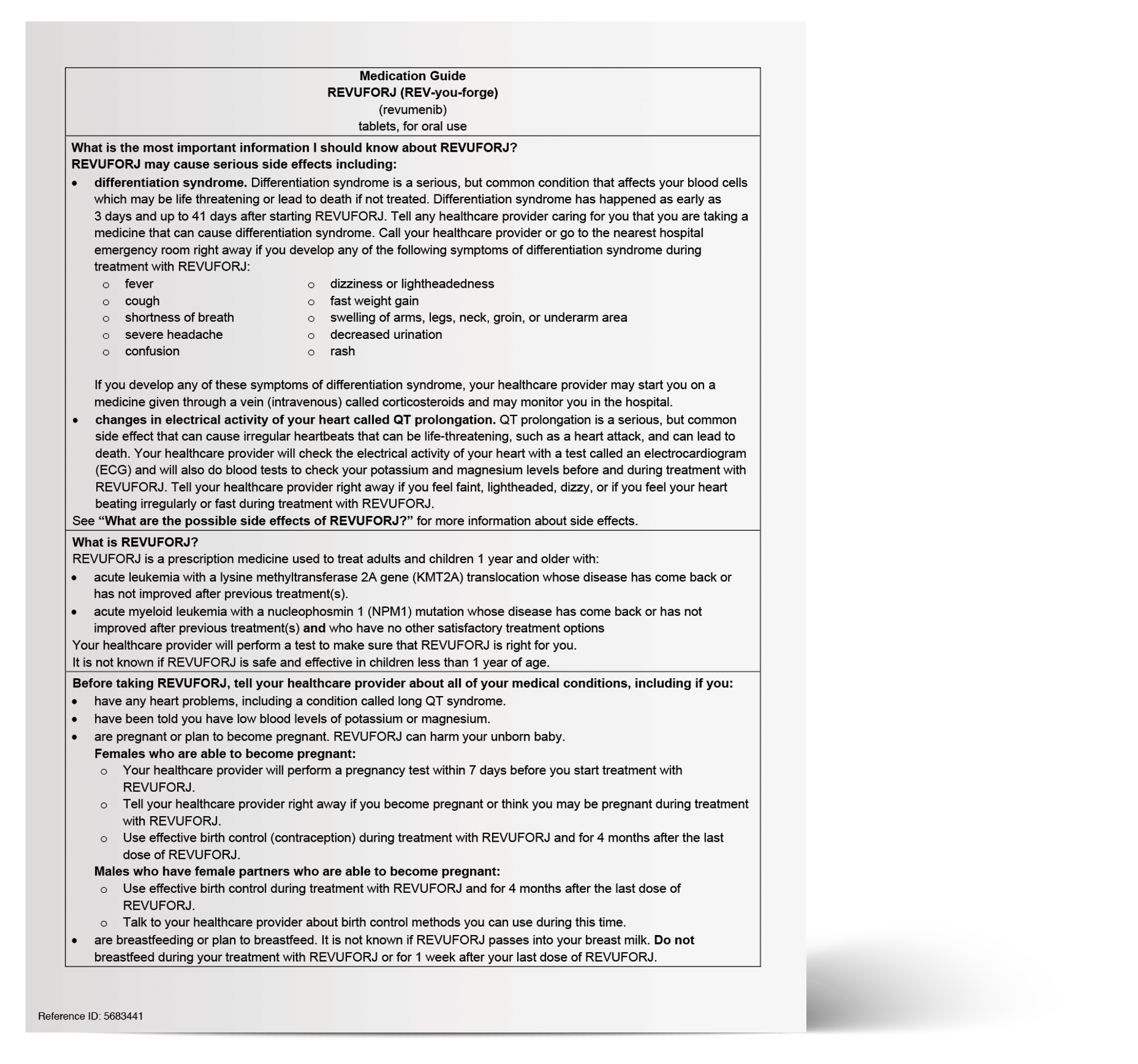 Revuforj® (revumenib) Medication Guide and Instructions for Use